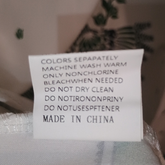 Boho Floral Tropical Maxi Kaftan Dress Long Sleeves White & Green Size Large - Picture 6 of 6